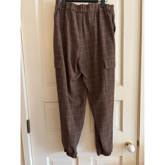 A New Day Womens Brown Plaid Cargo Jogger Pants High Rise Size 6 Tapered Leg - Picture 5 of 9